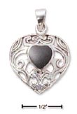 
Sterling Silver Filigree Heart With Onyx 
