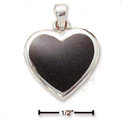 
Sterling Silver Reversible Simulated Onyx Simulated Mother of Pearl Heart Pendant
