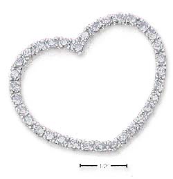 
Sterling Silver 37mm Cubic Zirconia Open Heart Slide Pendant
