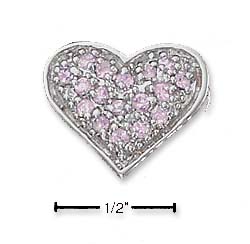 
Sterling Silver Pink Pave Cubic Zirconia Heart Slide Pendant
