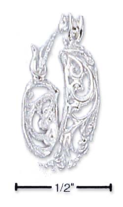 
Sterling Silver 15mm Small Filigree Hoop French Lock Earrings
