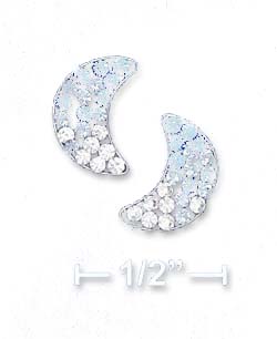 
Sterling Silver 10mm Blue To White Crystal Moon Post Earrings
