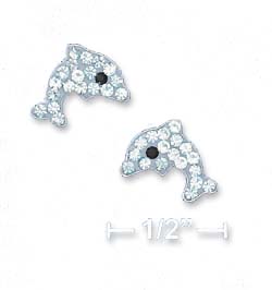 
Sterling Silver 11mm Light Blue Crystal Dolphin Post Earrings
