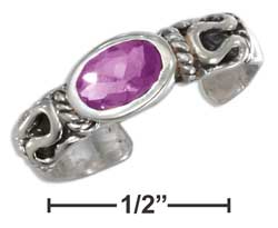
Sterling Silver Bali Simulated Amethyst Toe Ring
