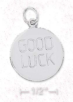 
Sterling Silver 18mm Round Good Luck Disk Charm
