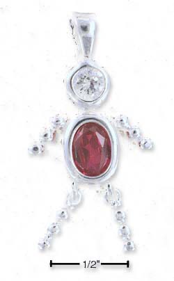 
Sterling Silver July Bead Boy Charm With Red Cubic Zirconia
