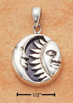 
Sterling Silver Sun and Moon With Lapis Pendant

