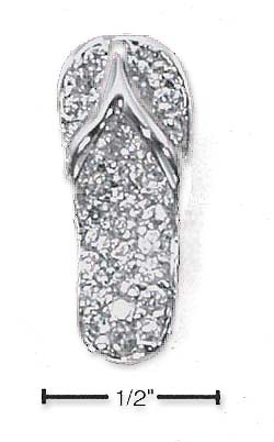 
Sterling Silver Flip-Flop Pendant Pave Cubic Zirconia Insole Plain strap
