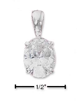 
Sterling Silver 7mm X 9mm Clear Oval Cubic Zirconia Pendant
