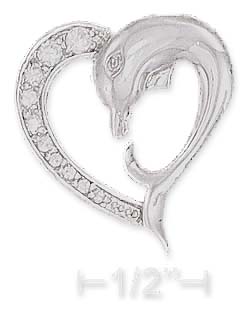 
Sterling Silver 23mm Curved Dolphin Heart Charm

