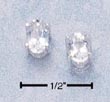 
Sterling Silver 6x4 Oval Clear CZ Post Ea
