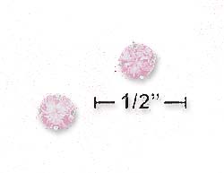 
Sterling Silver 5mm Round Pink Cubic Zirconia Post Earrings
