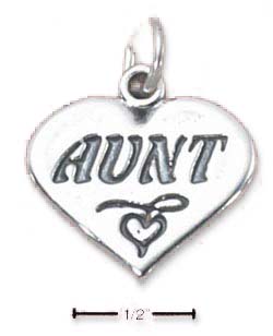 
Sterling Silver Aunt With Heart On Heart Charm
