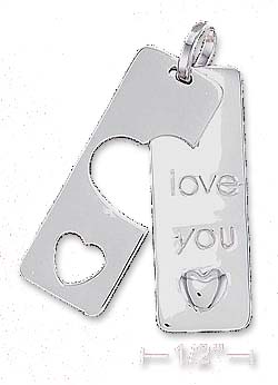 
Sterling Silver 11x30mm I Love You Tag Pendant
