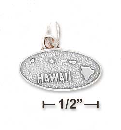 
Sterling Silver Oval Antiqued Hawaii Map Charm
