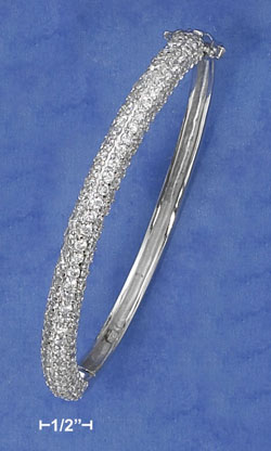 
Sterling Silver Pave Cubic Zirconia Hinged Bangle Bracelet
