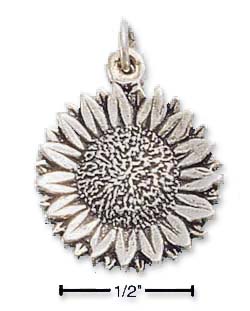 
Sterling Silver Small Antiqued Sunflower Charm
