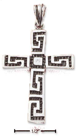 
Sterling Silver Greek Key Design Cross Pendant
