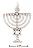 
Sterling Silver Menorah With Jewish Star 
