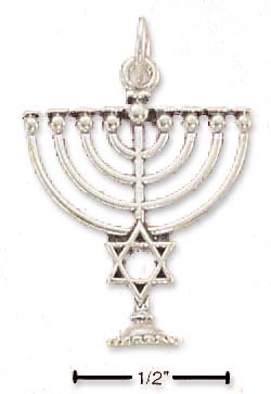 
Sterling Silver Menorah With Jewish Star Charm
