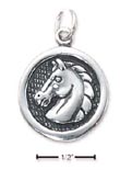 
Sterling Silver Regal Horse Head On Disk 
