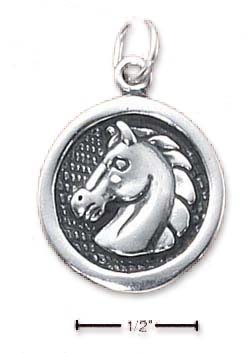 
Sterling Silver Regal Horse Head On Disk Charm
