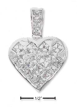 
Sterling Silver 19mm Multiple Cubic Zirconia Heart Pendant
