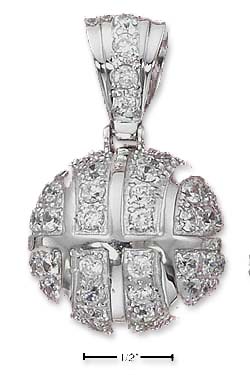 
Sterling Silver 3d Large Cubic Zirconia Basketball Pendant

