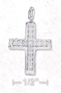 
Sterling Silver 16x19mm Cubic Zirconia Lined Cross Pendant
