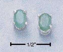
Sterling Silver 6x4 Oval Emerald Post Earrings
