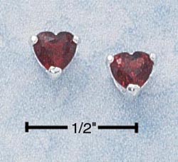 
Sterling Silver 5mm Garnet Heart Post Earrings
