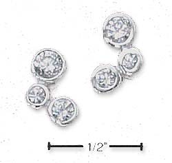 
Sterling Silver Triple Cubic Zirconia Bubble Post Earrings
