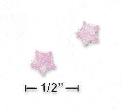
Sterling Silver 6mm Pink Cubic Zirconia Star Post Earrings
