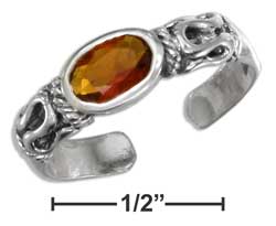 
Sterling Silver Bali Simulated Garnet Toe Ring
