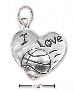 
Sterling Silver I Love Basketball Heart Charm
