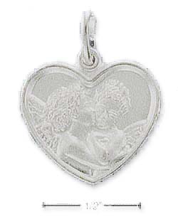 
Sterling Silver Frosted Angels In Heart Charm
