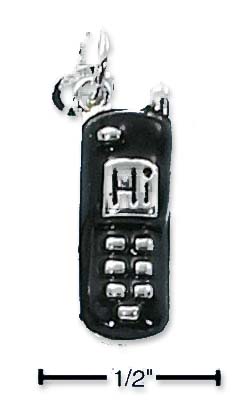 
Sterling Silver Enamel Black Cell Phone Charm
