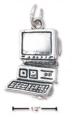 
Sterling Silver Large Antiqued Computer Charm
