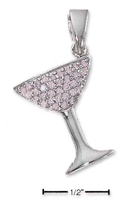 
Sterling Silver Pink Cubic Zirconia Champagne Glass Charm
