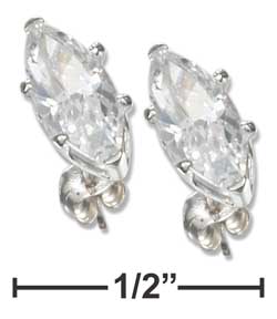 
Sterling Silver 8mm Marquise Cubic Zirconia Post Earrings

