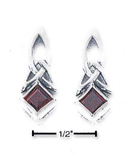 
Sterling Silver Garnet Celtic Design Earrings
