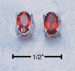 
Sterling Silver 6x4 Oval Garnet Post Earrings
