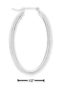 
Sterling Silver Oval Hoop Earrings With Lines
