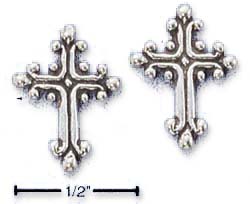 
Sterling Silver Bead Edge Cross Post Earrings
