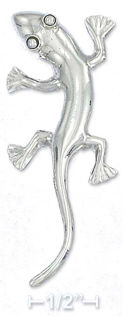 
Sterling Silver 26x52mm High Polish Gecko Pin

