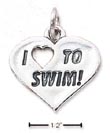 
Sterling Silver I Heart To Swim! Heart Ch
