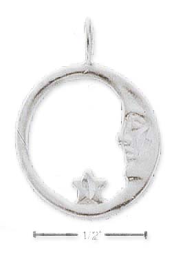 
Sterling Silver Satin/DC Moon and Star Charm
