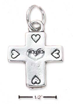 
Sterling Silver Cross With Five Hearts Charm
