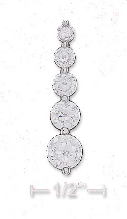 
Sterling Silver Clear Cubic Zirconia Straight 5 Stone Journey Pendant
