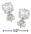 
Sterling Silver 5mm Square Earrings CZ Po
